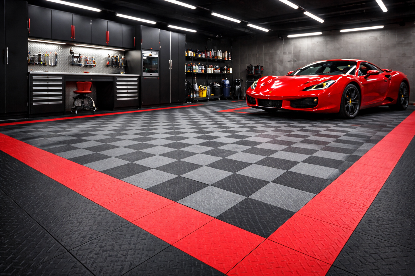 Premium Ribbed Interlocking Garage Floor Tile 40 x 40cm - Black