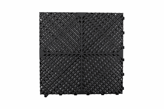 Premium Ribbed Interlocking Garage Floor Tile 40 x 40cm - Black