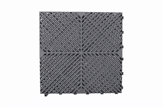 Premium Ribbed Interlocking Garage Floor Tile 40 x 40cm - Grey