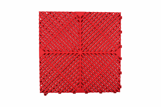 Premium Ribbed Interlocking Garage Floor Tile 40 x 40cm - Red